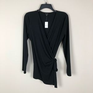 Ann Taylor Black Wrap V-Neck Top